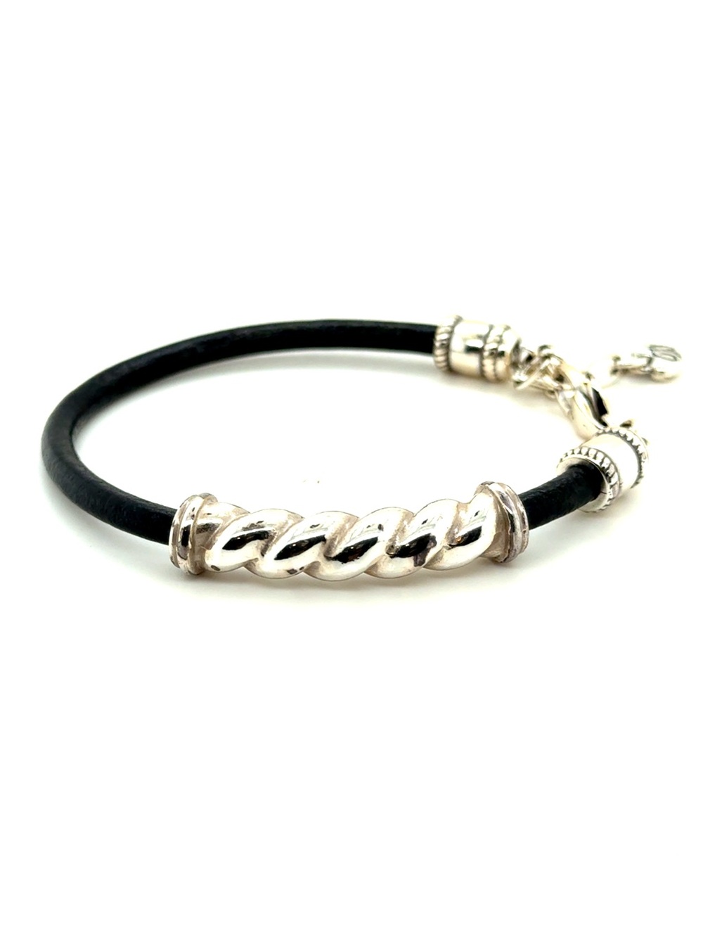 Brighton Black Leather Bracelet with‎ Silver Twist Accent